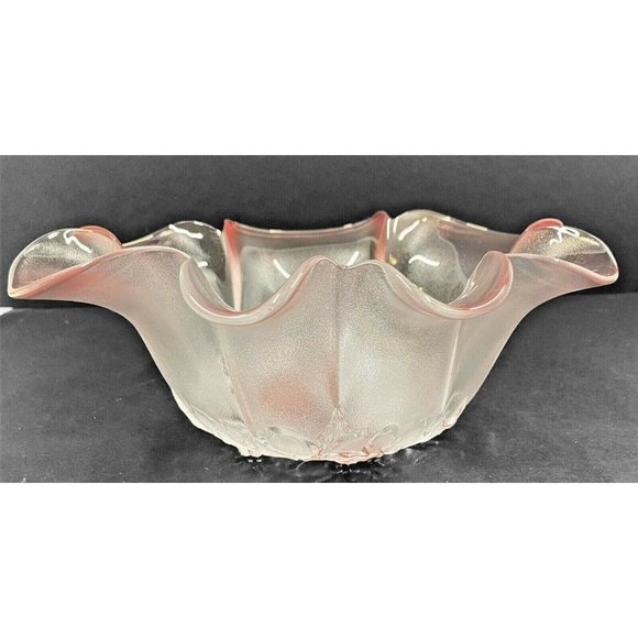 Vintage Mikasa Rosella 11" Glass Pink Floral Embos - Picture 3 of 10